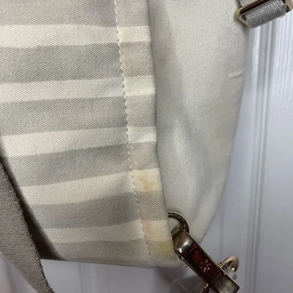 Skip Hop High line convertible Diaper Bag Beige & gray canvas tan leather straps